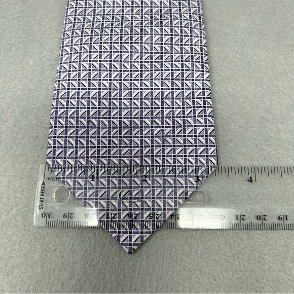 Franco Valentino Neck Tie Mens Purple And White Geometric Classic Silk Tie Italy - Picture 3 of 7